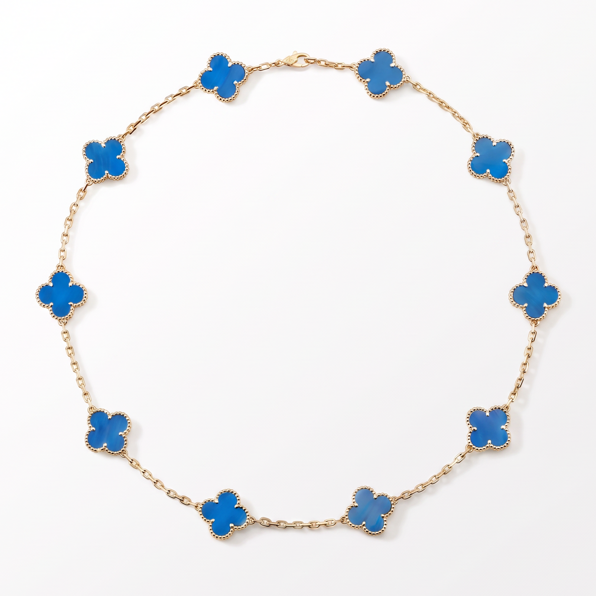 Vintage Alhambra Blue Agate 10 Motifs Necklace