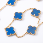 Vintage Alhambra Blue Agate 10 Motifs Necklace