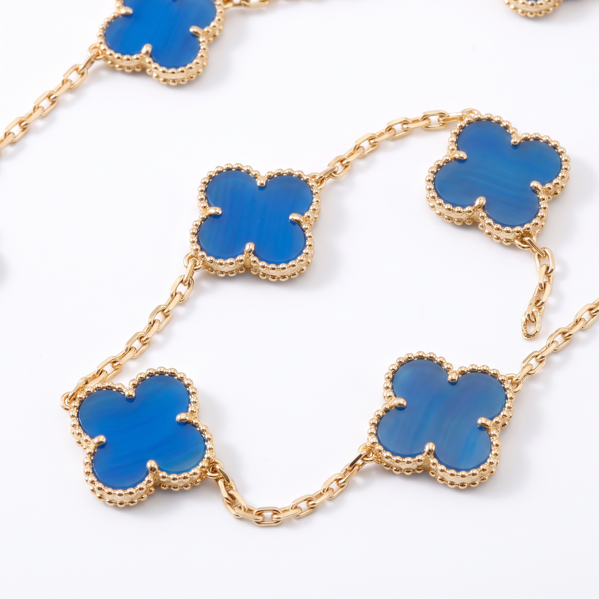 Vintage Alhambra Blue Agate 10 Motifs Necklace