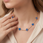 Vintage Alhambra Blue Agate 10 Motifs Necklace