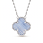 Vintage Alhambra Blue Chalcedony Clover 1 Motifs Necklace