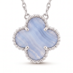 Vintage Alhambra Blue Chalcedony Clover 1 Motifs Necklace