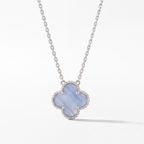 Vintage Alhambra Blue Chalcedony Clover 1 Motifs Necklace