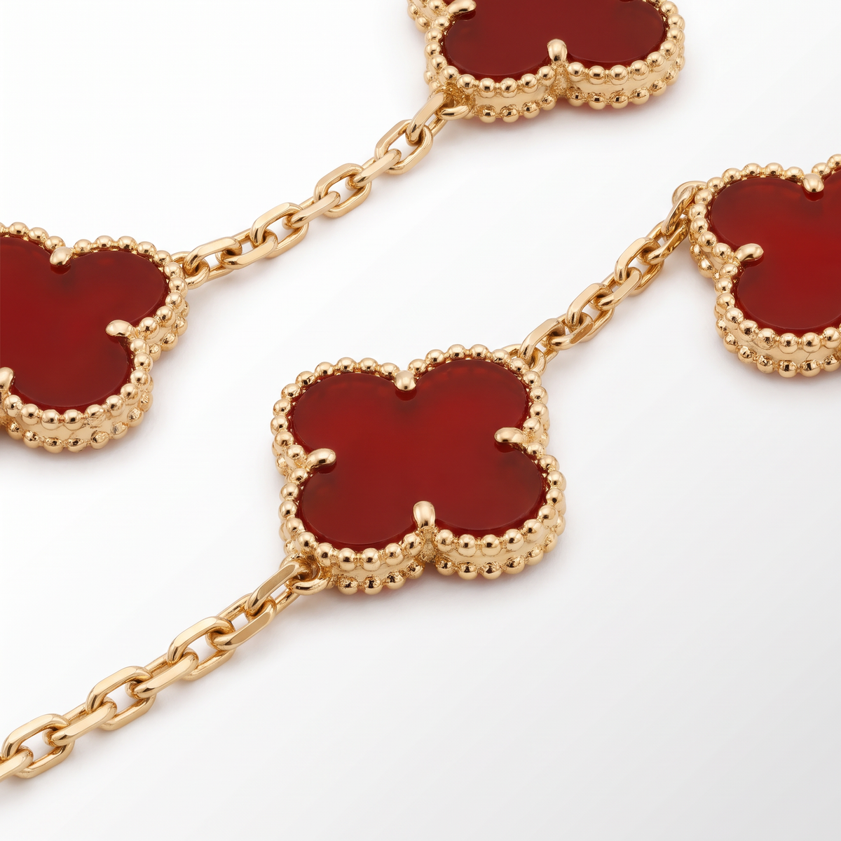 Vintage Alhambra Carnelian 10 Motifs Necklace
