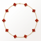 Vintage Alhambra Carnelian 10 Motifs Necklace