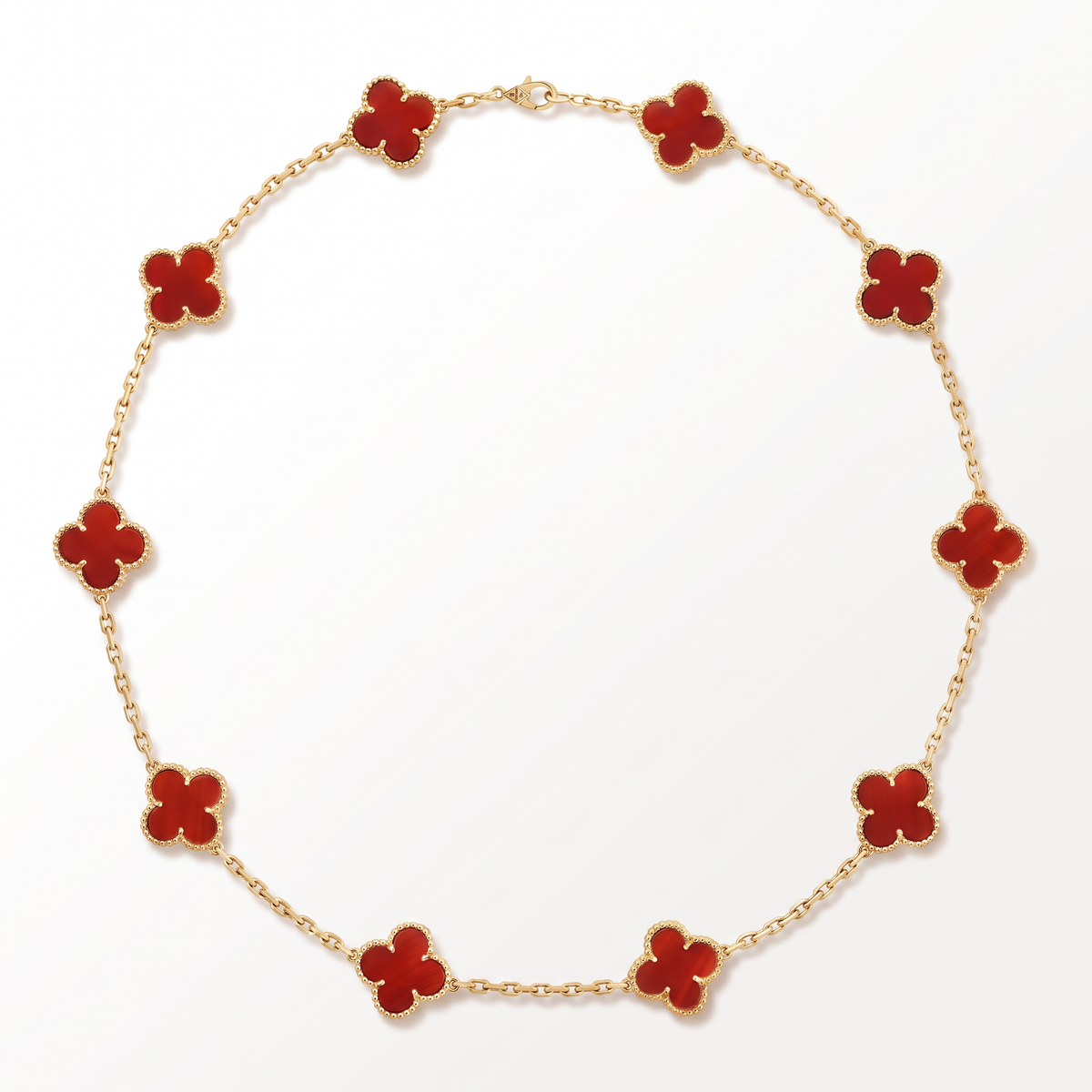 Vintage Alhambra Carnelian 10 Motifs Necklace