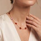 Vintage Alhambra Carnelian 10 Motifs Necklace