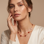 Vintage Alhambra Carnelian 10 Motifs Necklace