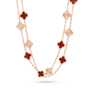 Vintage Alhambra Carnelian And Fluted Clover 20 Motifs Long Necklace