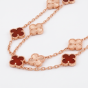 Vintage Alhambra Carnelian And Fluted Clover 20 Motifs Long Necklace