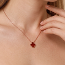 Vintage Alhambra Carnelian Clover 1 Motif Necklace