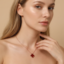 Vintage Alhambra Carnelian Clover 1 Motif Necklace