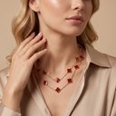 Vintage Alhambra Carnelian Clover 20 Motifs Long Necklace