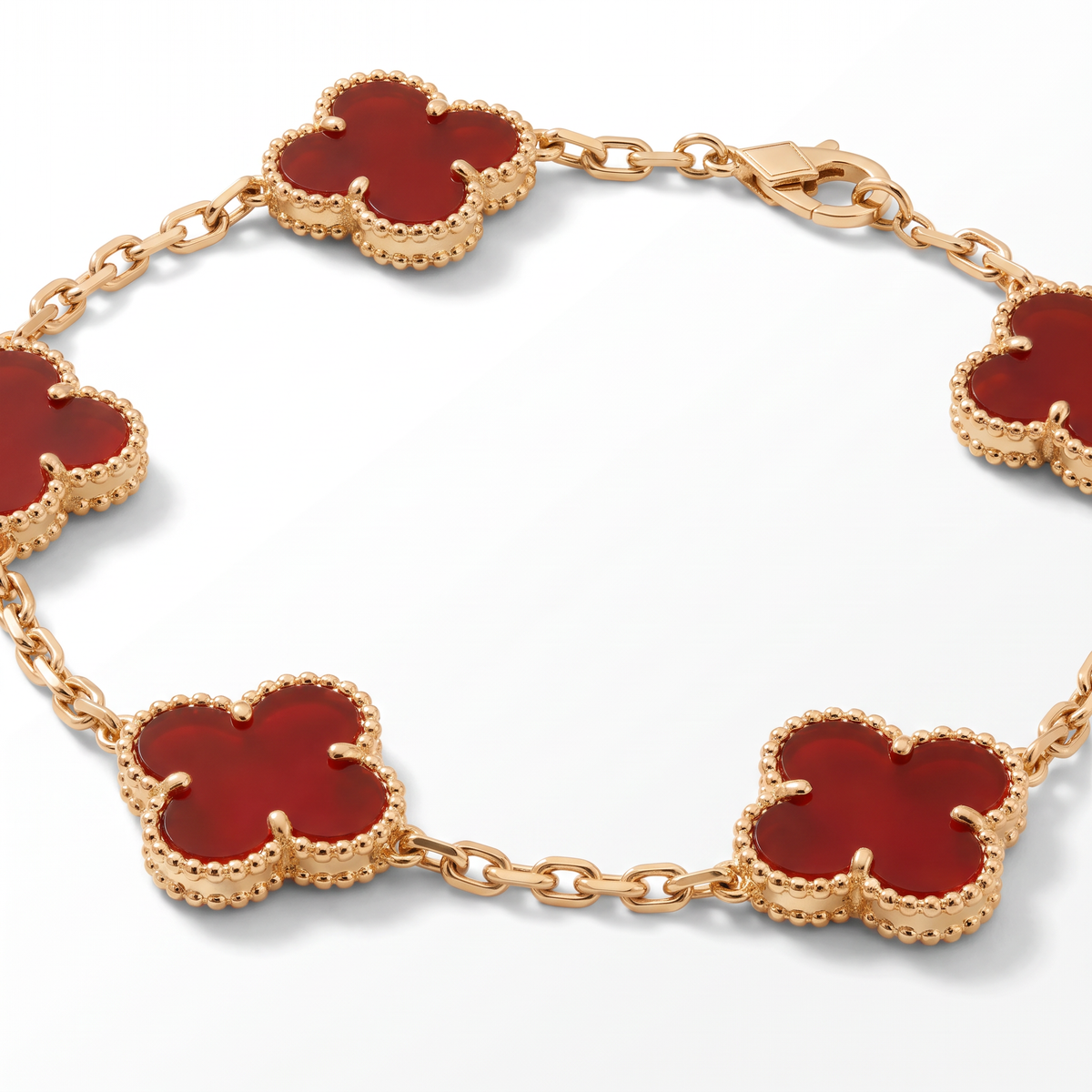 Vintage Alhambra Carnelian Clover 5 Motifs Bracelet