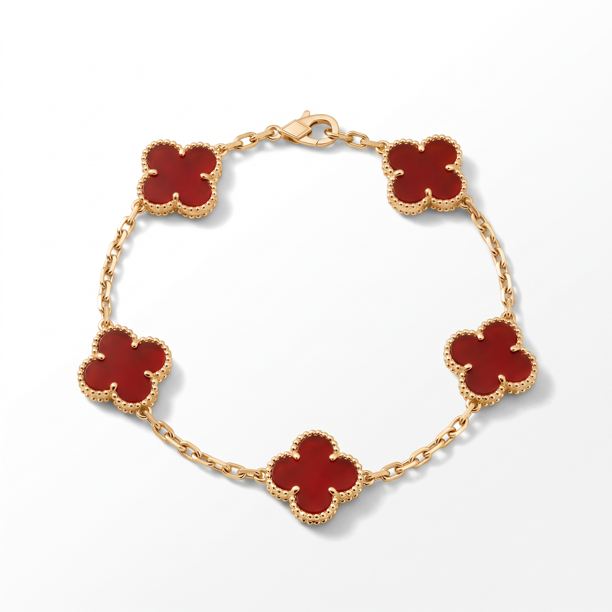 Vintage Alhambra Carnelian Clover 5 Motifs Bracelet