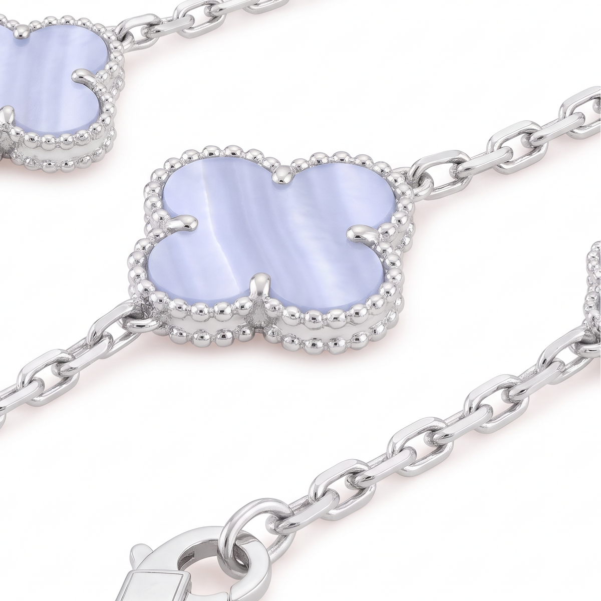 Vintage Alhambra Chalcedony 10 Motifs Necklace
