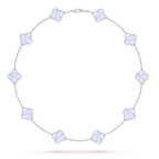 Vintage Alhambra Chalcedony 10 Motifs Necklace
