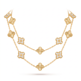 Vintage Alhambra Diamond and Fluted Clover 20 Motifs Long Necklace