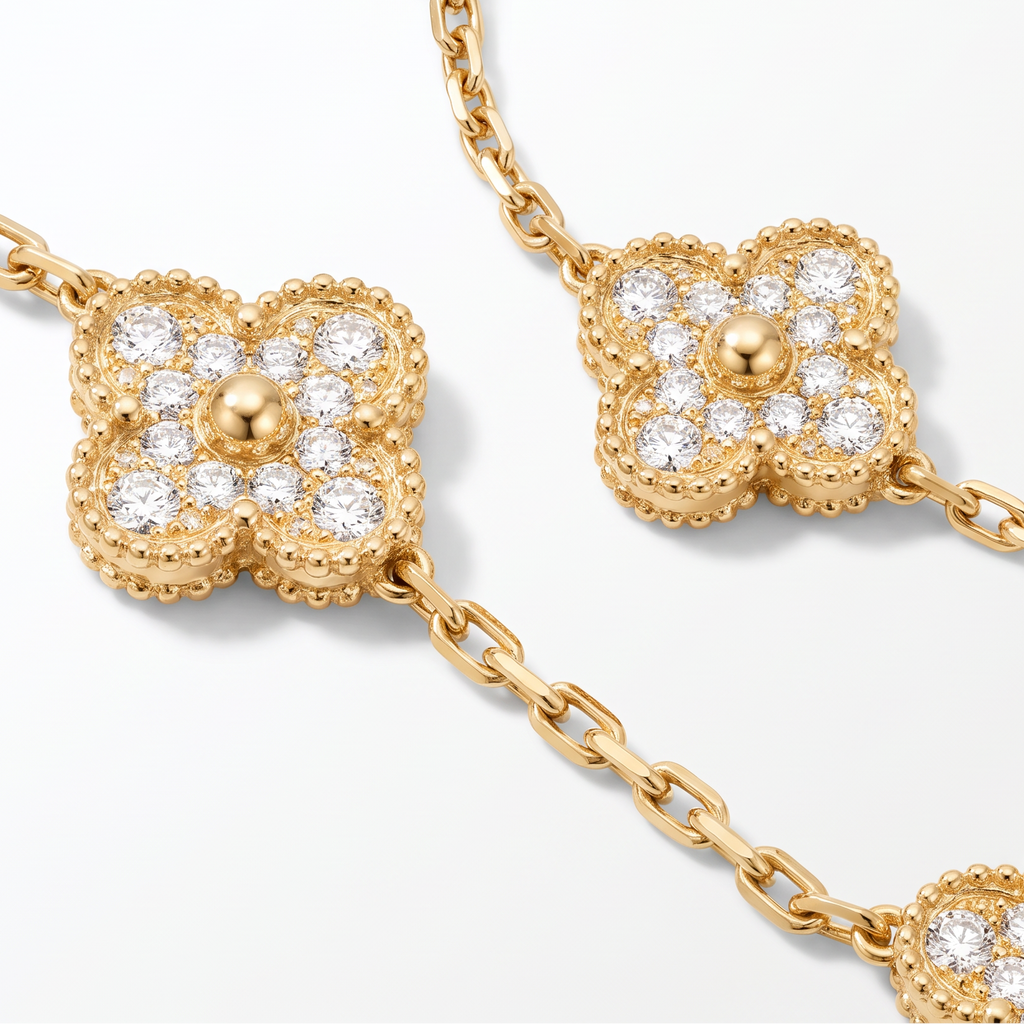 Vintage Alhambra Diamond Clover 10 Motifs Necklace