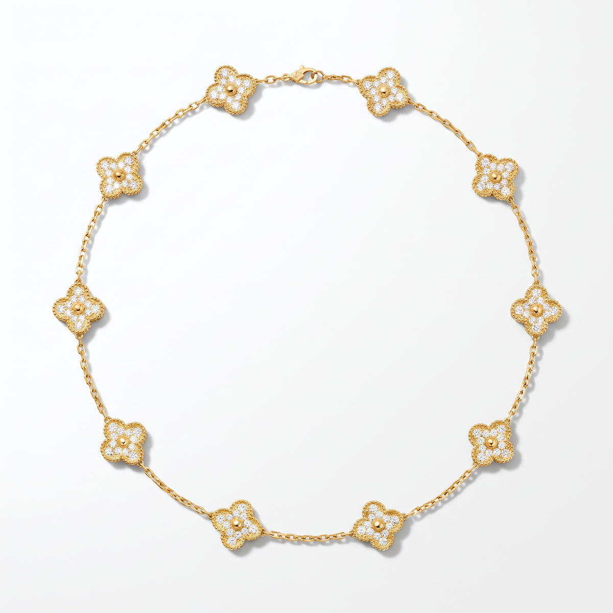 Vintage Alhambra Diamond Clover 10 Motifs Necklace