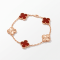 Vintage Alhambra Fluted And Carnelian Clover 5 Motifs Bracelet