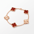 Vintage Alhambra Fluted And Carnelian Clover 5 Motifs Bracelet