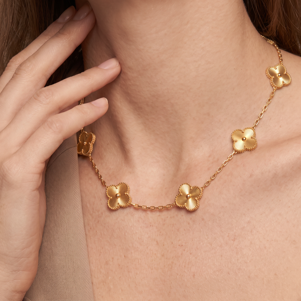 Vintage Alhambra Fluted Clover 10 Motifs Necklace