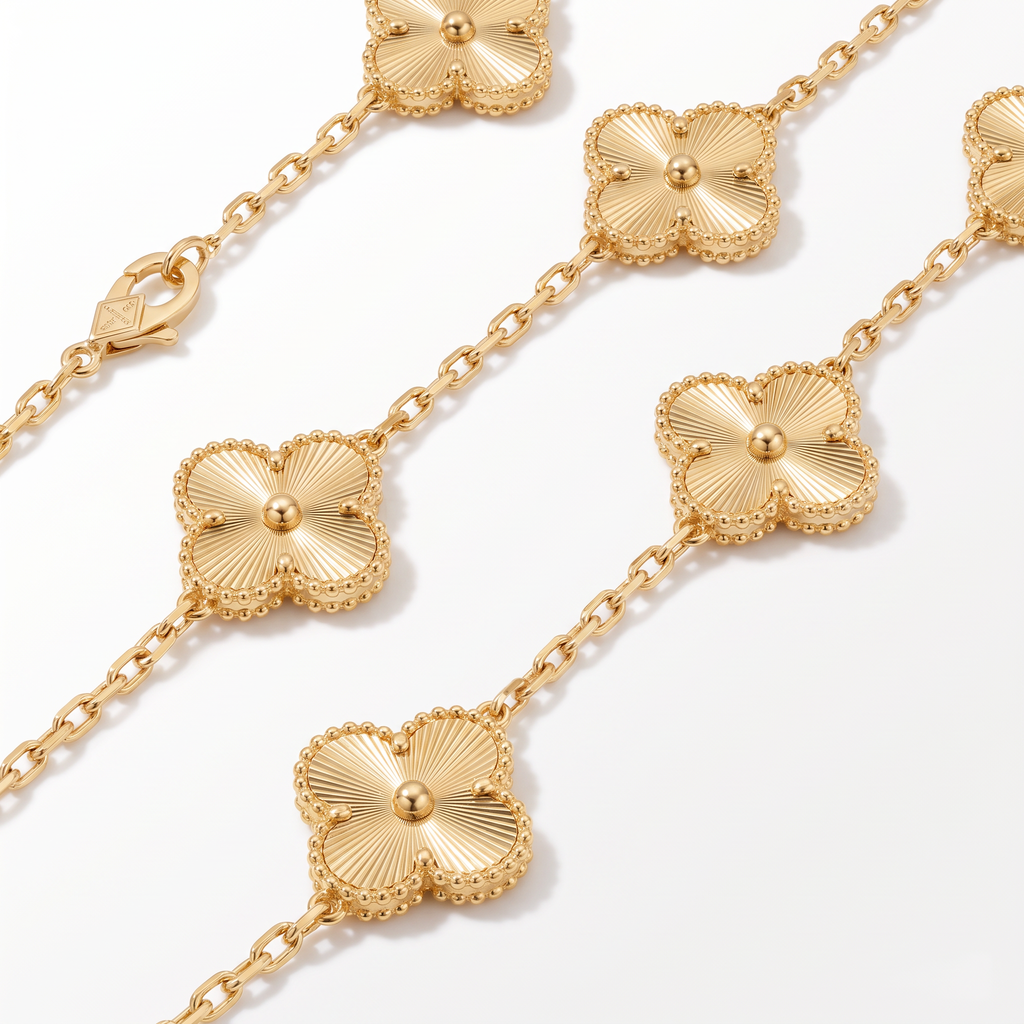 Vintage Alhambra Fluted Clover 10 Motifs Necklace