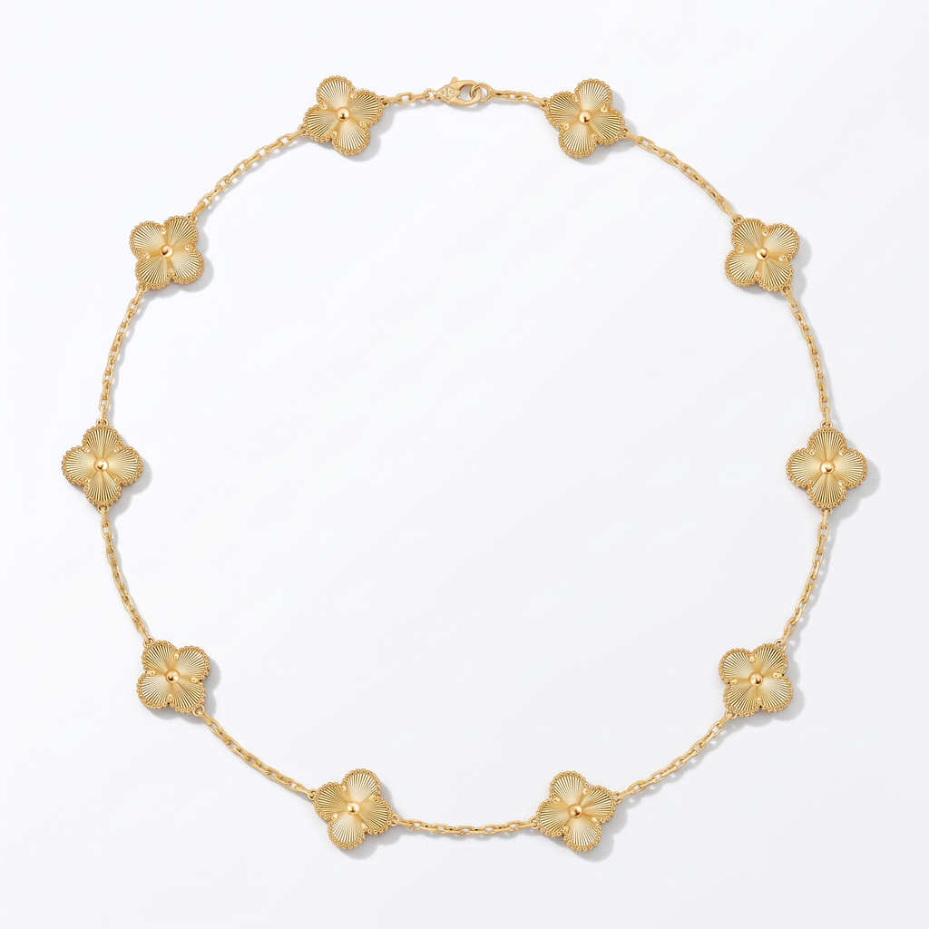 Vintage Alhambra Fluted Clover 10 Motifs Necklace