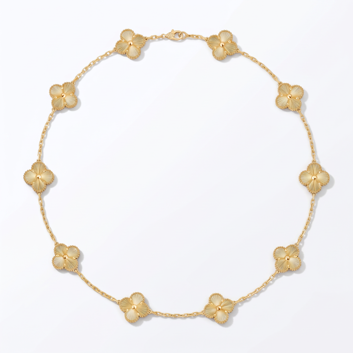 Vintage Alhambra Fluted Clover 10 Motifs Necklace