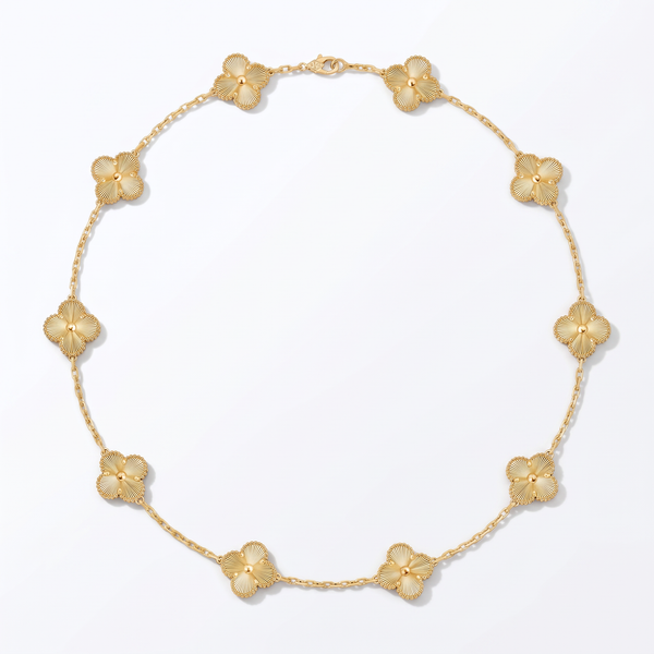 Vintage Alhambra Fluted Clover 10 Motifs Necklace