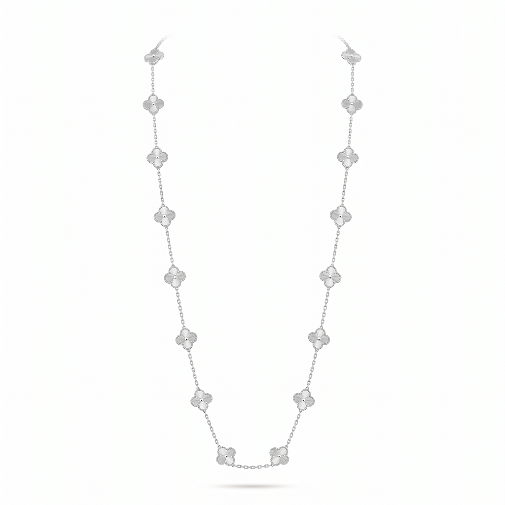 Vintage Alhambra  Fluted Clover 20 Motifs Long Necklace
