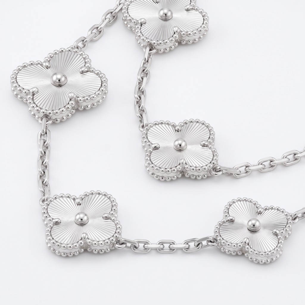 Vintage Alhambra  Fluted Clover 20 Motifs Long Necklace
