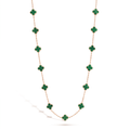 Vintage Alhambra Green 20 Motifs Long Necklace