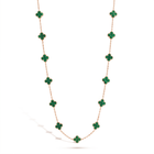 Vintage Alhambra Green 20 Motifs Long Necklace