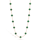 Vintage Alhambra Green 20 Motifs Long Necklace