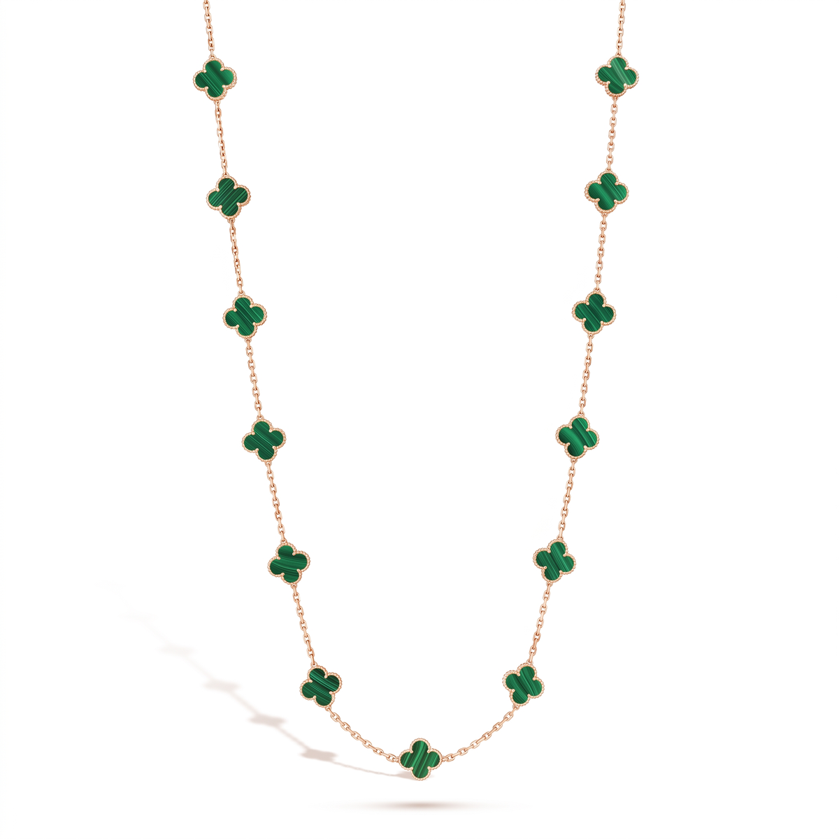Vintage Alhambra Green 20 Motifs Long Necklace
