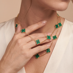 Vintage Alhambra Green 20 Motifs Long Necklace