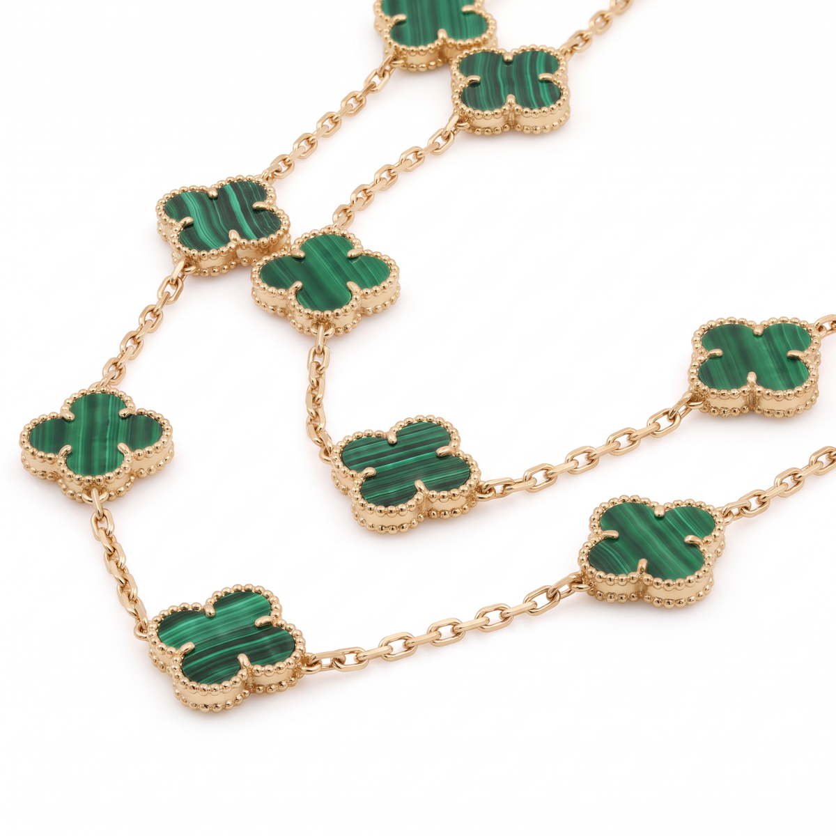 Vintage Alhambra Green 20 Motifs Long Necklace