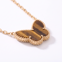 Vintage Alhambra Lucky Butterfly Tiger Eye Clover 1 Motif Necklace
