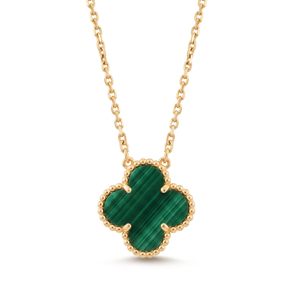 Vintage Alhambra Malachite 1 Motif Necklace