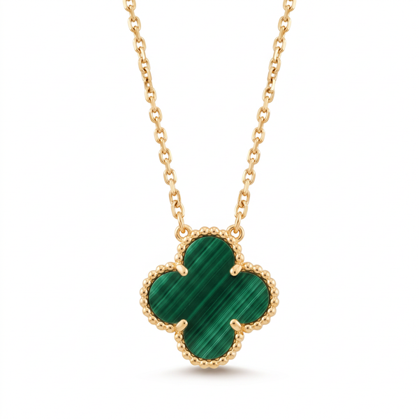 Vintage Alhambra Malachite 1 Motif Necklace
