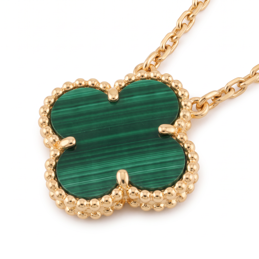 Vintage Alhambra Malachite 1 Motif Necklace