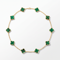 Vintage Alhambra Malachite Clover 10 Motifs Necklace