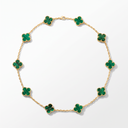 Vintage Alhambra Malachite Clover 10 Motifs Necklace