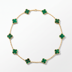 Vintage Alhambra Malachite Clover 10 Motifs Necklace