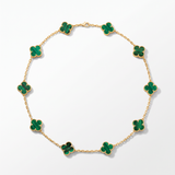 Vintage Alhambra Malachite Clover 10 Motifs Necklace