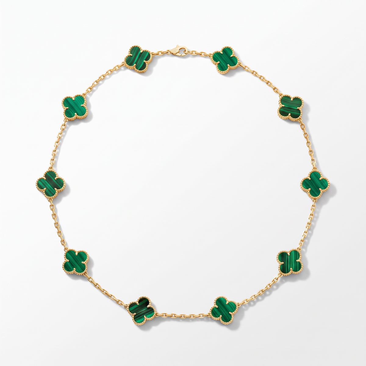 Vintage Alhambra Malachite Clover 10 Motifs Necklace