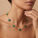 Vintage Alhambra Malachite Clover 10 Motifs Necklace