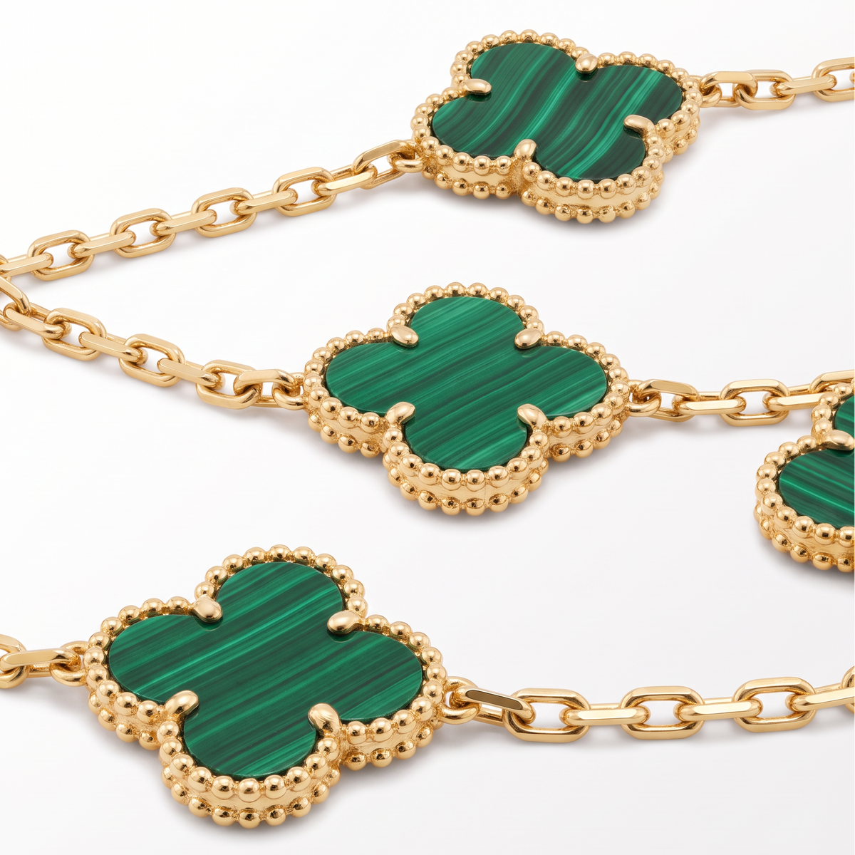 Vintage Alhambra Malachite Clover 10 Motifs Necklace